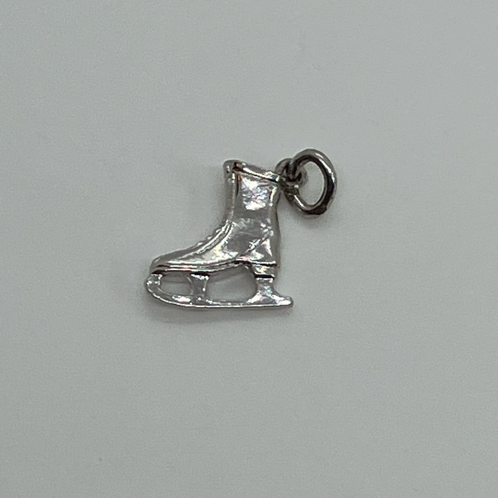 Vtg 925 Sterling Silver Ice Skate Figure Skate Ice Hockey Charm / Pendant